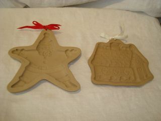 Brown Bag Cookie Art Set Of 2/santa Star & Gingerbread House Molds Hill Designs