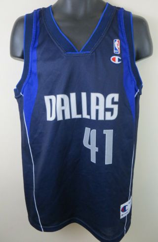 Champion Dirk Nowitzki 41 Dallas Mavericks Nba Vtg Basketball Jersey Vest Large