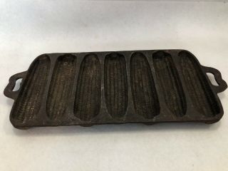 Vintage Cast Iron 7 Ear Corn Bread Muffin Pan Mold Marked 7 S X