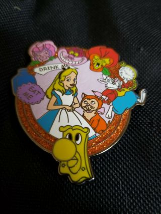 Alice In Wonderland Dinah,  Alice,  White Rabbit,  Doorknob Fantasy Pin,  Large