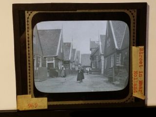 Street in Island of Marken,  Holland,  Vintage Glass Photo Magic Lantern Slide 2