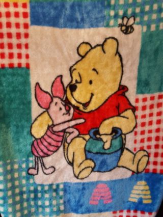 Vintage Winnie The Pooh And Piglet Disney Plush Fleece Baby Crib Blanket