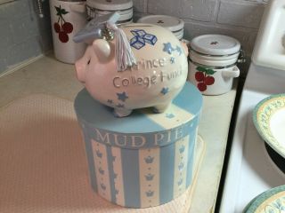 Mud Pie Prince College Fund Piggy Bank W/mortarboard Graduate Hat & Tassel In Bx