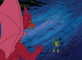 He - Man/she - Ra Masters Of The Universe Animation Art Mer - Man And Kraken Cel