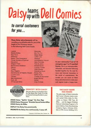 1960 Paper Ad Daisy Air Rifle Bb Gun The Rifleman Dell Comic Advertisement