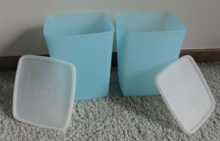 Vintage Tupperware Set Of 2 Rounded Square Freezer Storage Boxes 1311 48oz