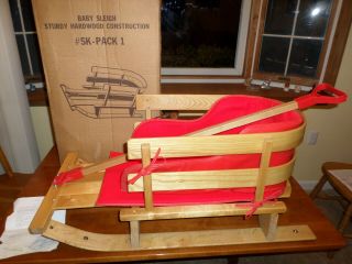 Vintage Wood Sled Canada Craft Baby Toddler Child Roundback Pull Behind Chinook