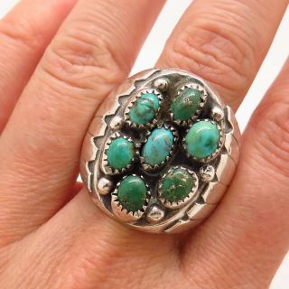 J.  M.  Haley Old Pawn Vintage Sterling Silver Turquoise Gem Handmade Tribal Ring