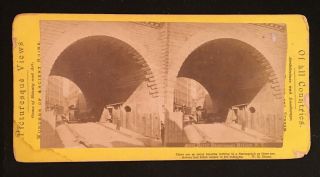 1880’s Stereoview Archway Under The Brooklyn Bridge East River Bridge View