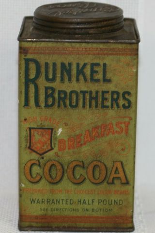 Runkel Brothers Pure Breakfast Cocoa Tin Victorian Couple Right In It Motto