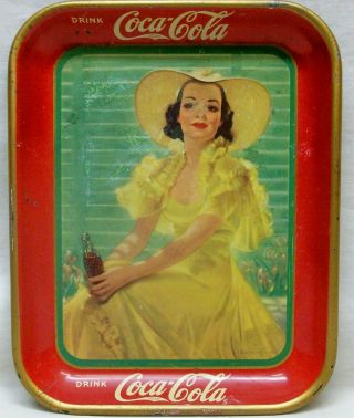 1938 Coca - Cola Metal Tray (13 " X 10.  5 " X 1.  25 ") Drink Coke Very Good Cond