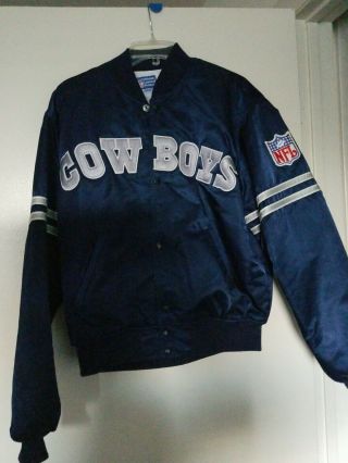 Vtg Vintage Dallas Cowboys Starter Team Nfl Snap Jacket Size Large L