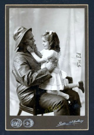 Cabinet Card By Bakers Art Gallery,  Columbus,  Ohio - Fisherman & Little Daughter