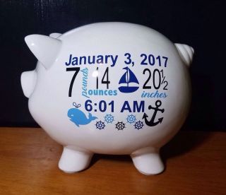 Personalized Piggy Bank With Birth Stats And Name