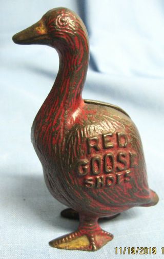 Vintage Cast Iron Bank Red Goose School Shoes Still Bank -