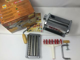 Vintage Marcato Atlas 150 Noodle Maker Pasta Machine Italy Table Vise Stainless