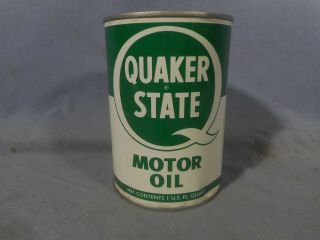 Vintage Nos Full Quaker State Motor Oil Metal One 1 Quart Can 20 - 20w Un - Opened
