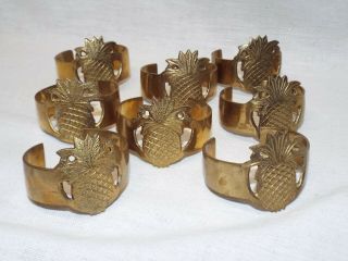 Set Of 8 Vintage Pineapple Napkin Rings / Holders