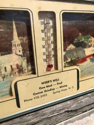 Vintage North Carolina Advertising Thermometer Spring Hope,  NC Webb ' s Mill 2