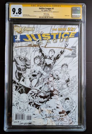 Justice League 1 Cgc 9.  8 Ss Signed 3x Jim Lee Williams Sinclair 5th Print Nycc