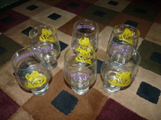 Vintage 1960s Lsu Tigers Set Of 6 Glasses Ncaa Football Louisiana State Glass