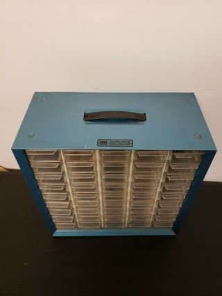 Vintage Akro Mils Blue Metal 45 Drawer Cabinet Organizer Storage Box Bins 2