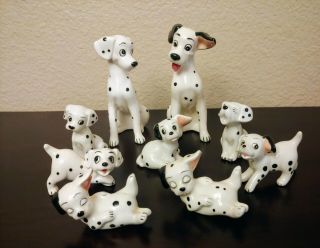 Vintage Walt Disney Japan 101 Dalmatians Porcelain Figures Parents & Pups