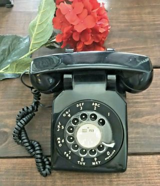 Vintage Southwestern Bell System Black Rotary Desk Phone - Houston,  Texas 713 Area