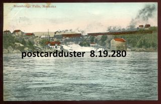 280 - Bracebridge Ontario 1909 Muskoka.  Falls.  Railway Bridge.  Train