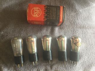 Five (5) Rca Radiotron Ux - 201a Vacuum Radio Tubes From The 1920s