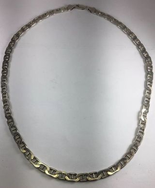 Vintage Italy Sterling Silver Mariners Link Necklace Chain 5mm Size 18” N10