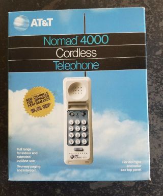 Vtg 1984 At&t Nomad 4000 Cordless Telephone Complete White/gray