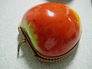 Half Apple Large Limoges Trinket Box (rochard) Retired Hand Painted France