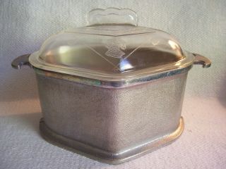 Vintage Guardian Service Hammered Aluminum Cookware Triangle Pot With Glass Lid