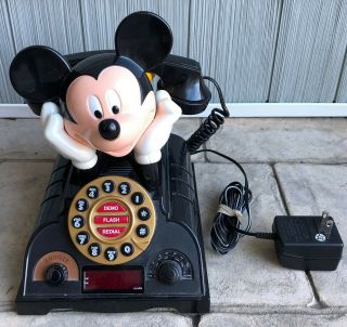 Vintage Disney Mickey Mouse Talking Alarm Clock Radio Telephone -