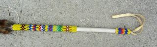 VINTAGE BEADED AND FUR NATIVE AMERICAN INDIAN DANCE DANCING STICK 3