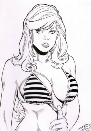Sexy Jean Grey X - Men Art Carlos Silva Commission Sketch Pin Up Ed Benes