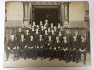 Vintage Black And White Photo 1920s Young Men In Front Of Church - Formal Suits