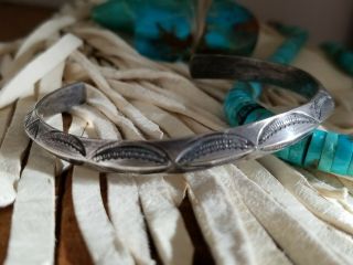 Vintage Navajo Stamped Sterling Silver Carinated Cuff Bracelet Heavy