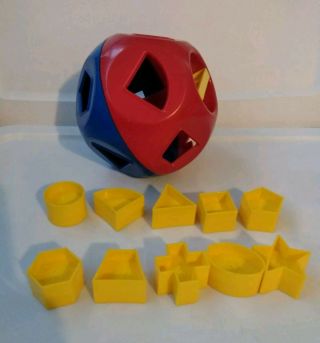 Tupperware Shape - O - Ball Kids Sorter Toy Complete 10 Classic Red Blue Puzzle Vtg