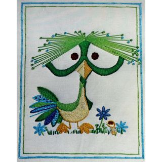 Mortimer Vintage Crewel Embroidery Kit Dino Kotopoulis Mcm Bird Fun Happiness