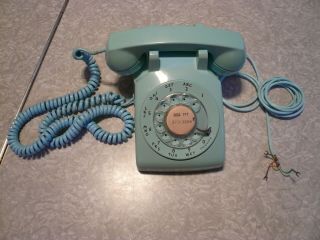 Vintage Aqua Blue Rotary Telephone Phone Western Electric Bell