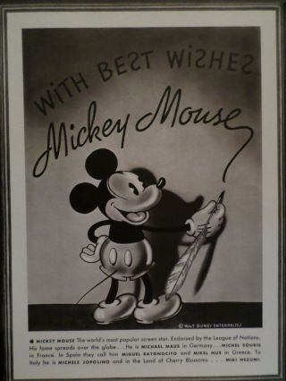 1930s - Mickey - Mouse - Congoleum - Rugs - Premium - Picture - Walt - Disney - Enterprises - Scarce