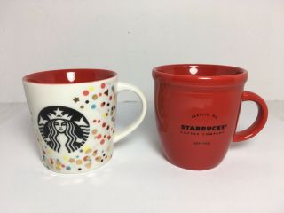 2 Starbucks 2016 Confetti & Red 3 Oz Demitasse Cups Holiday Mini Espresso