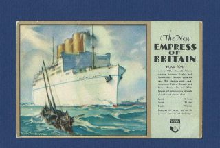 Canadian Pacific Liner S.  S.  " Empress Of Britain " (1931) Advertising Postcard