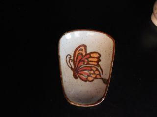 Butterfly Stoneware Stove Top Oven Spoon Rest / Scoop Vintage