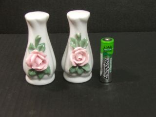 Vase Style With Pink Roses Salt And Pepper Shakers