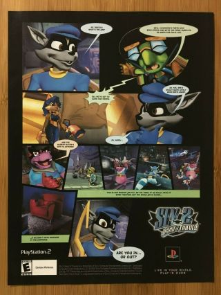 Sly 2: Band Of Thieves Ps2 Playstation 2 2004 Poster Ad Art Official Sly Cooper