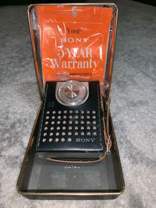 Sony 2f - 23w Mini Am Fm Pocket Radio Leather Case And Hard Shell Storage Case