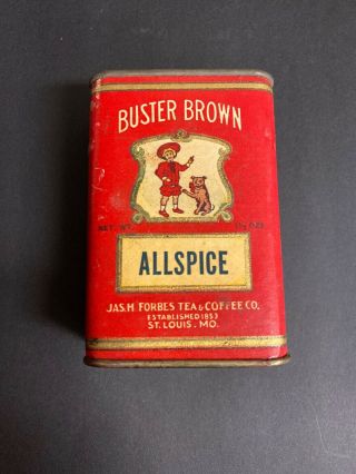 Buster Brown Brand Spice Tin,  Allspice.  St.  Louis,  Mo.  Faded On Back